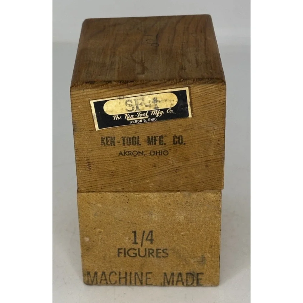 Vtg 1/4 Figures Steel Stamps Numbers 0-9 Machine Made w/ Wood Case Ken Tool SF-1